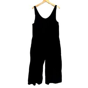 Elan Wide Leg Oversized Jumpsuit Womens S Black Sleeveless Lagenlook Beach Vaca
